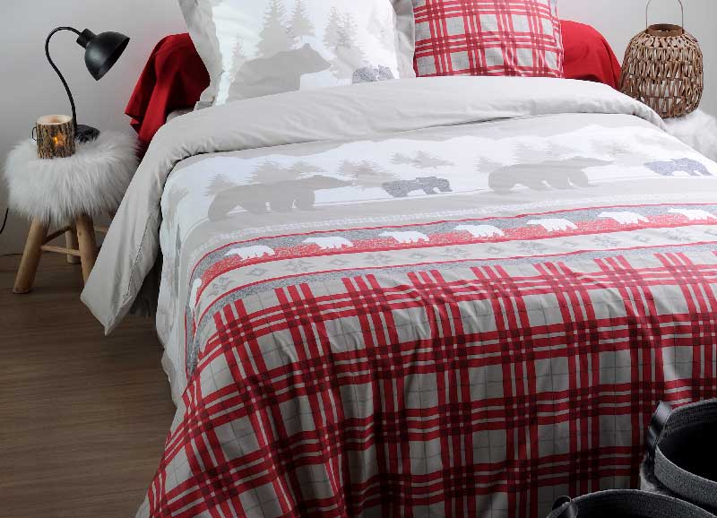 Parure de lit Alaska avec taie d'oreiller rouge