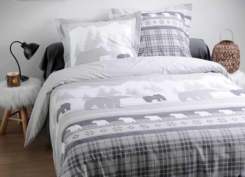 Parure de lit Alaska avec taie d'oreiller gris