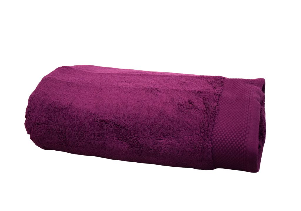 Drap de douche 70x140 micro-coton 520gr/m2 hyper absorbant et moelleux coloris prune collection Ariane.