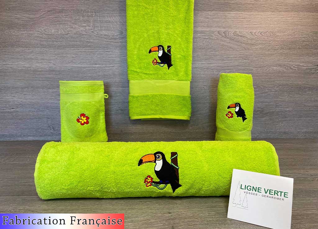 Collection brodée toucan vert