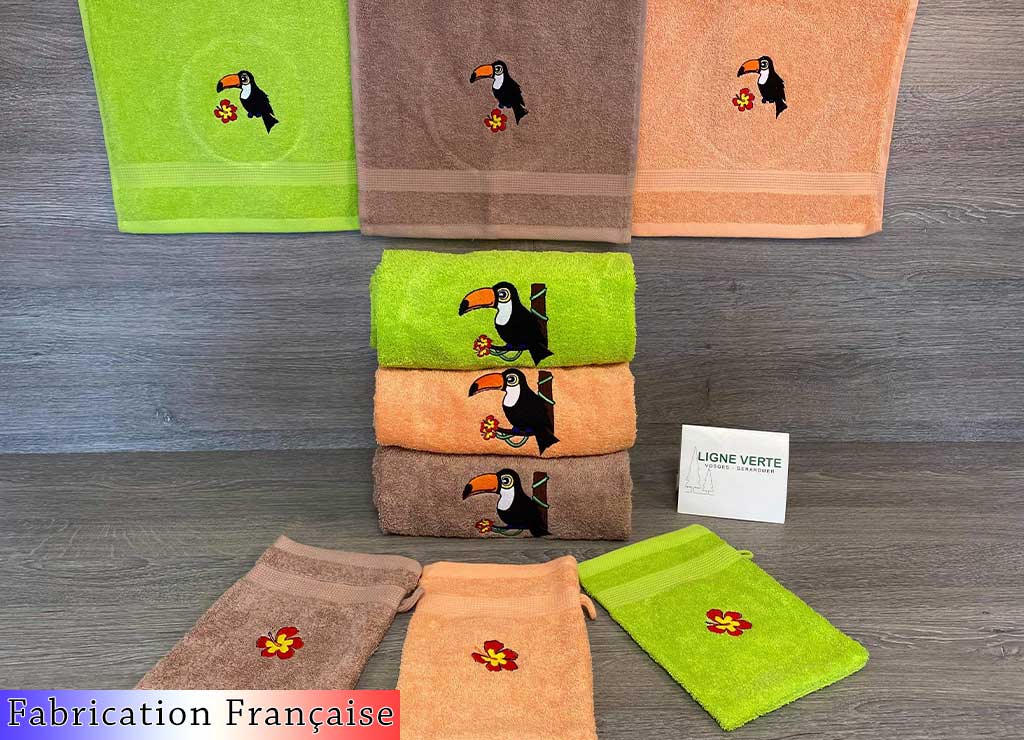 Collection brodée toucan vert