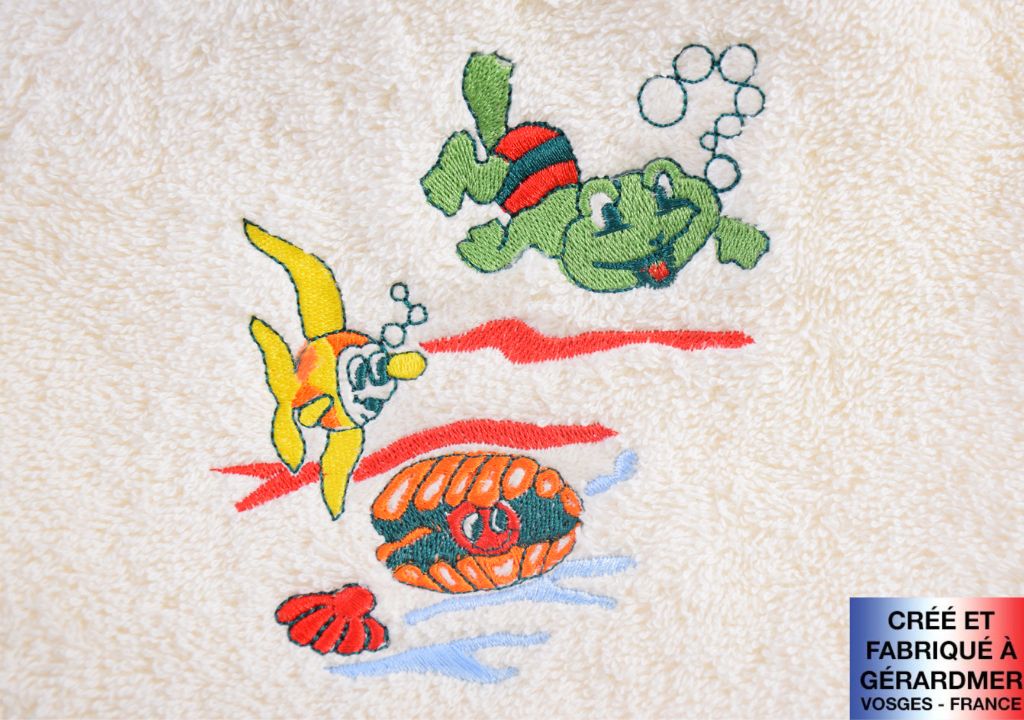 Serviette Jeunesse Poisson Fabrication Française Zoom