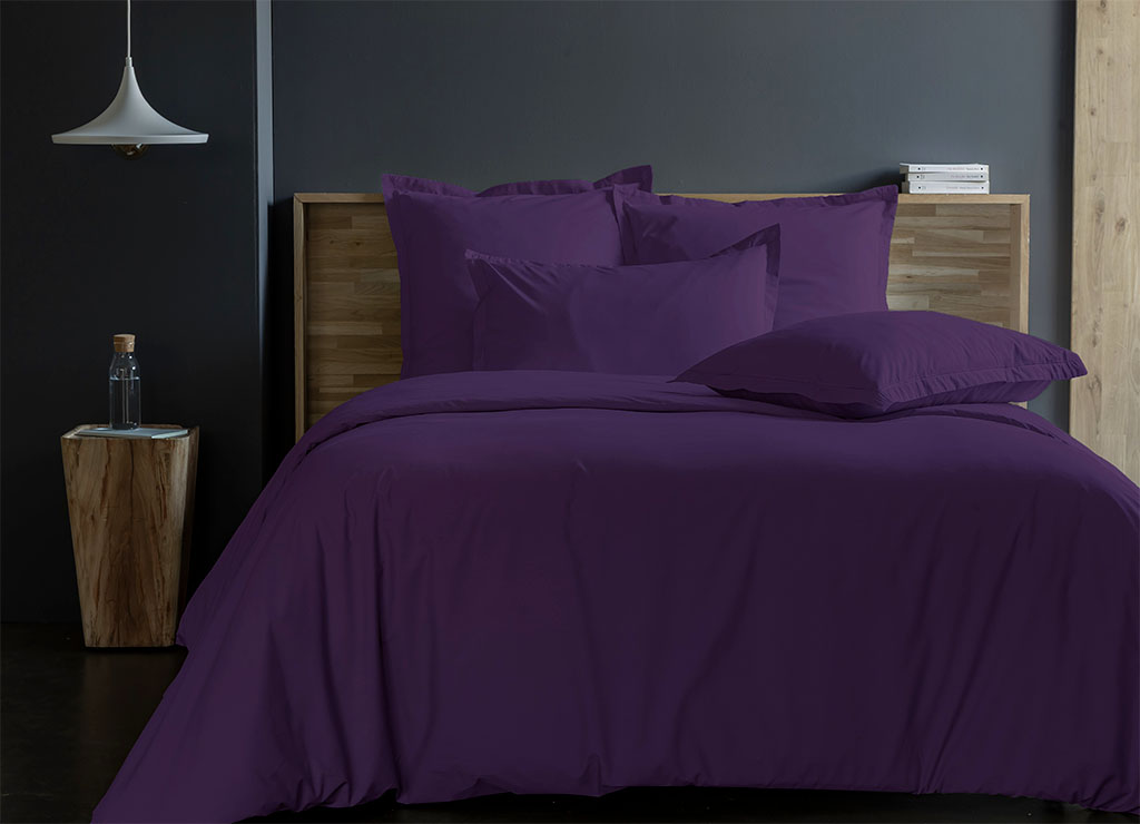 Housse de couette de fabrication française Percale Aubergine