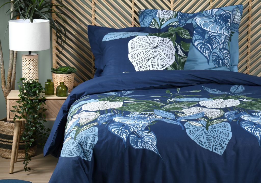 Housse de couette 57 fils Jungle Bleu - Ligne Verte