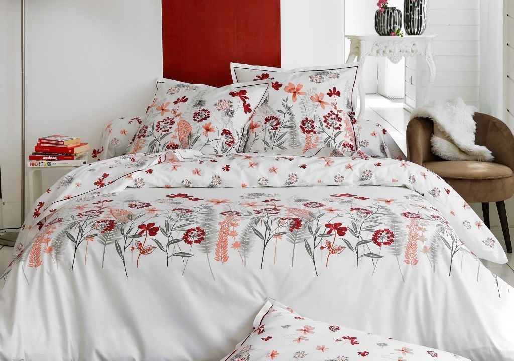 Parure de lit Petite Folie Rouge Percale fabrication française